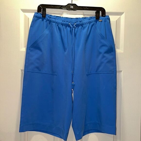 St. John Blue Drawstring Dressy Bermuda Shorts - Picture 1 of 7